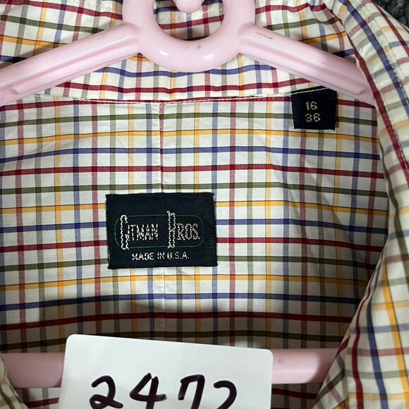 Gitman Bros Made in USA Check Long Sleeve Button Down Shirt - Men's Size 16/36 - Picture 3 of 10